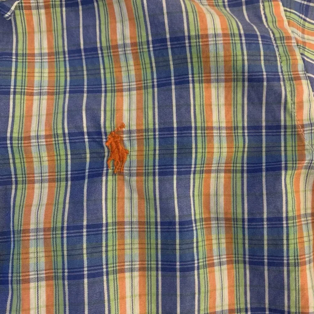 Ralph Lauren Long Sleeve Button Up Yellow Blue Orange Plaid Shirt Boy’s Size 4T